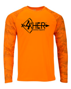 4HER Blaze Orange Camo UV Performance Long Sleeve Shirt